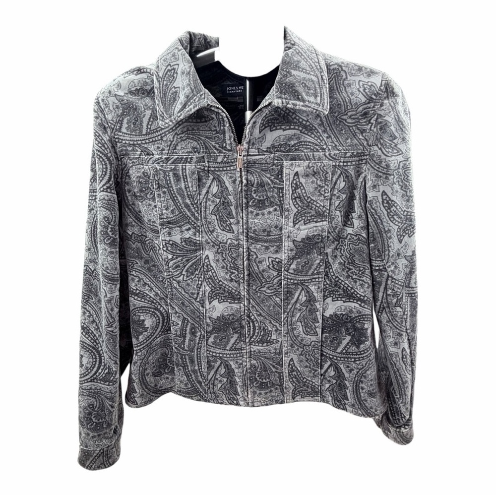 Jones New York Black and Gray Paisley Jacket